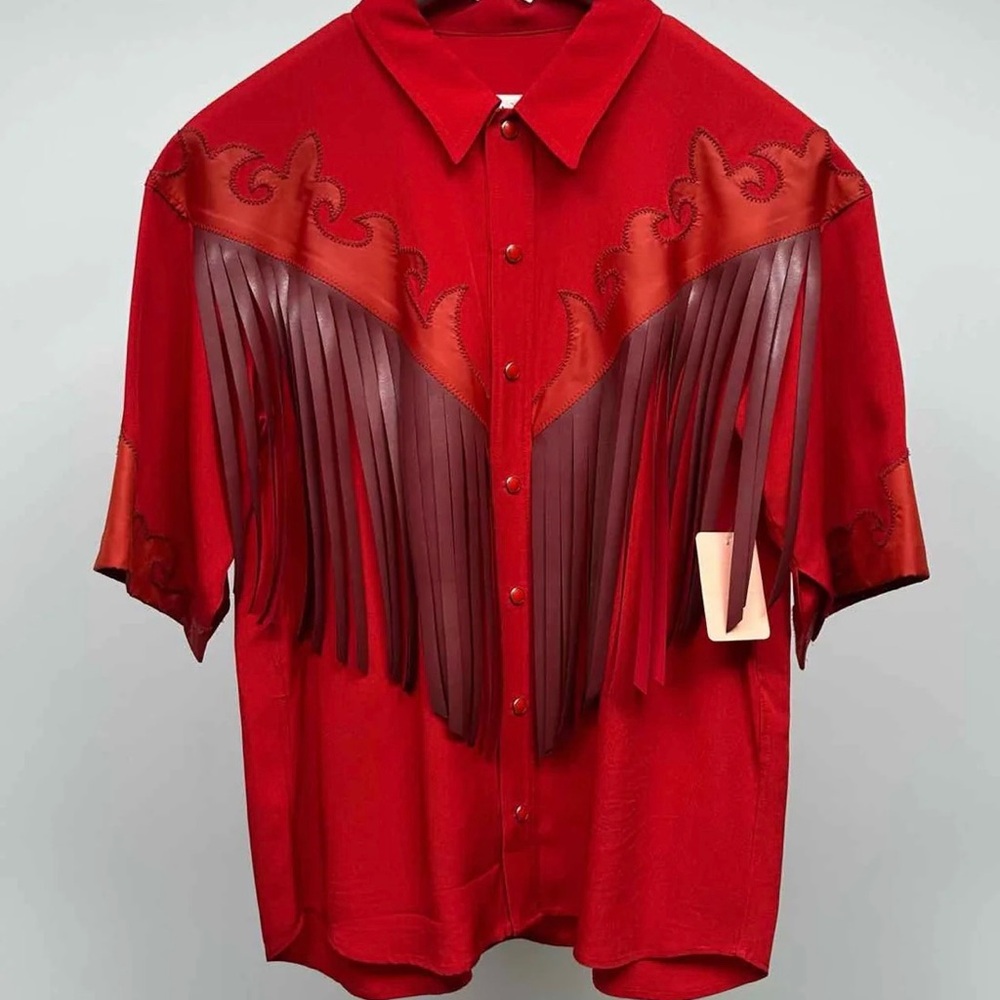 TOGA Pulla Red Fringe Button Down Shirt